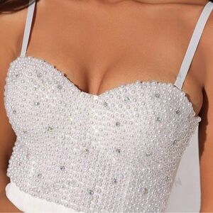 Pearl crop string strap top